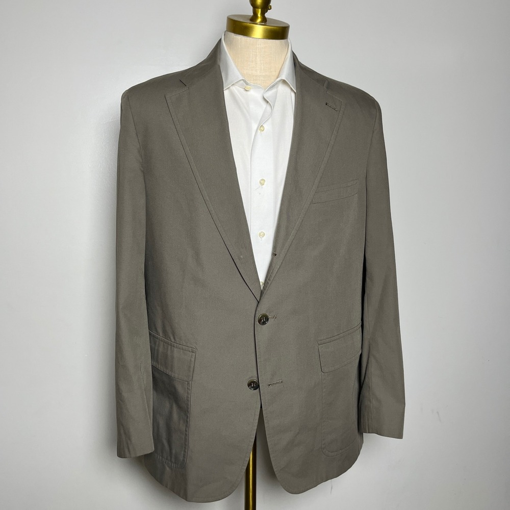 Jos. A. Bank Blazer Mens 40L Taupe Solid Two Button Notch Lapel Sport Coat